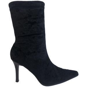 Velvet Pointed Toe Midi Boots by Predictions